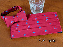 Custom Logo bowtie and cummerbund by Barnard-Maine, Ltd.